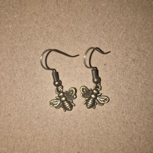 Gold Bee Dangle Earrings